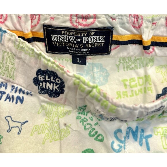 Vintage PINK Victorias Secret y2k lounge Pajama Pants L The University Of Pink - Picture 5 of 10